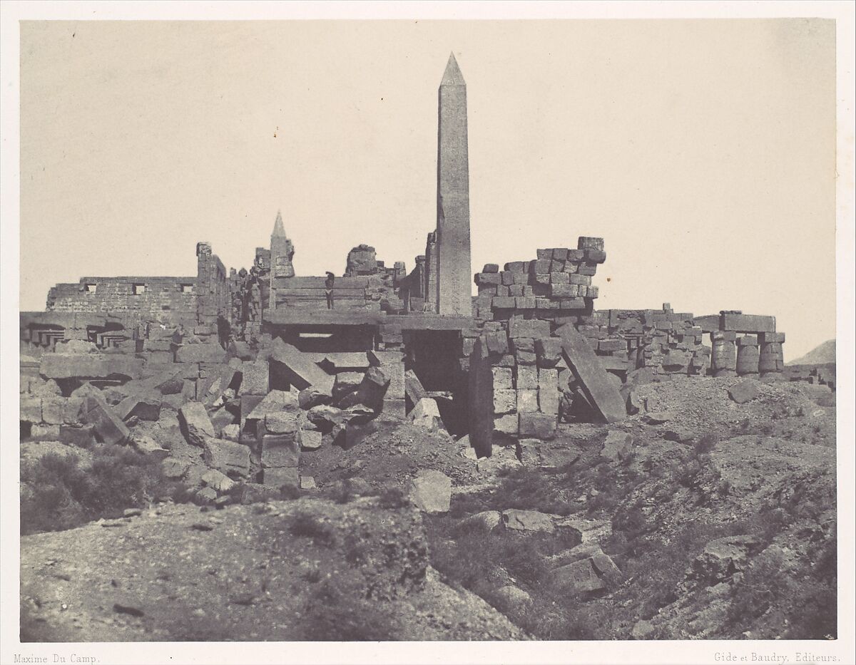 Thebes. Palais de Karnak. Sanctuaire de granit et salle Hypostyle, Maxime Du Camp (French, 1822–1894), Salted paper print (Blanquart-Évrard process) from paper negative 