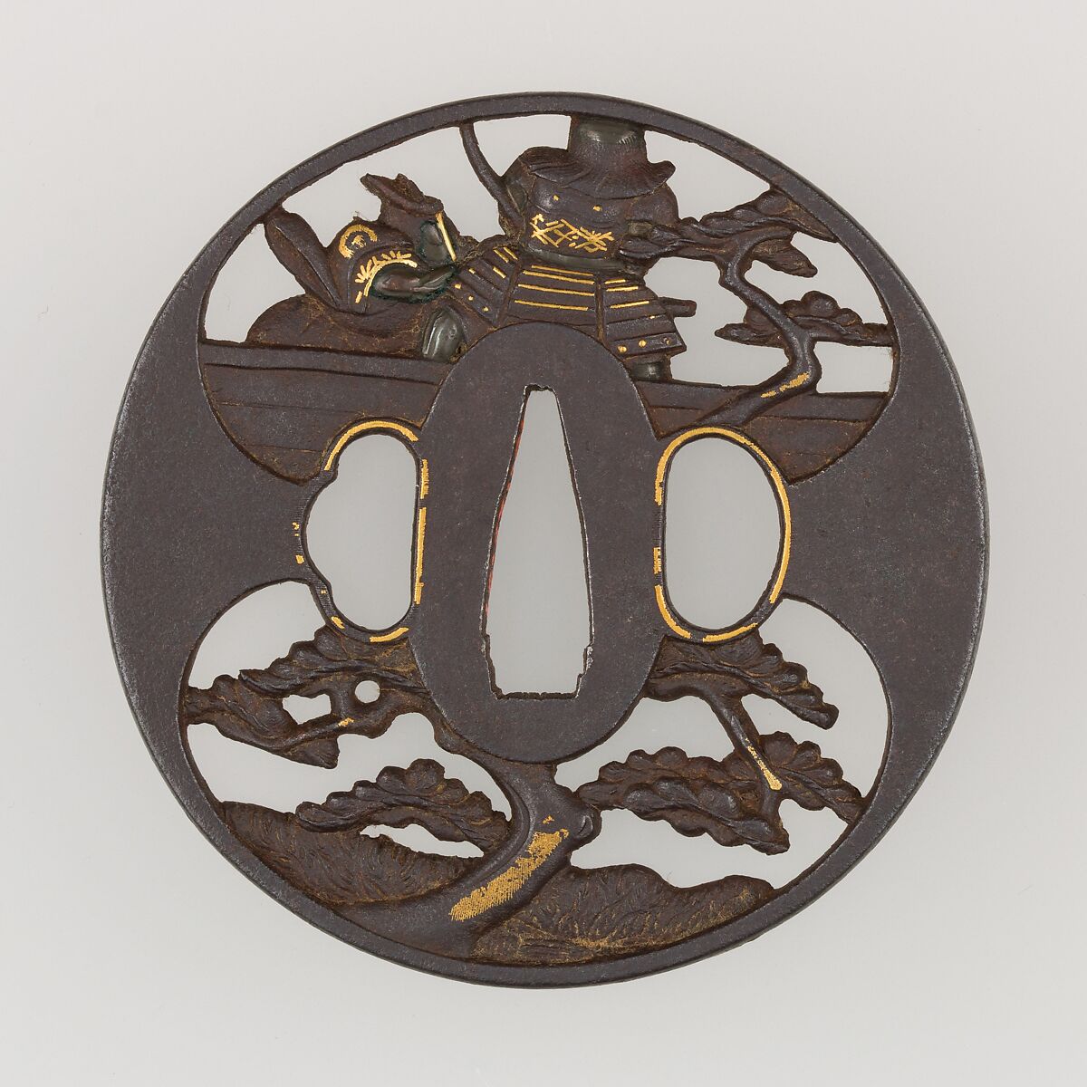 Sword Guard (Tsuba), Iron, gold, silver, copper, Japanese