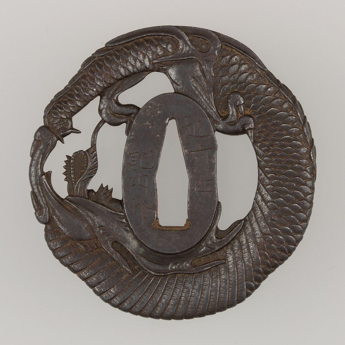 Sword Guard (Tsuba), Iron, copper, Japanese