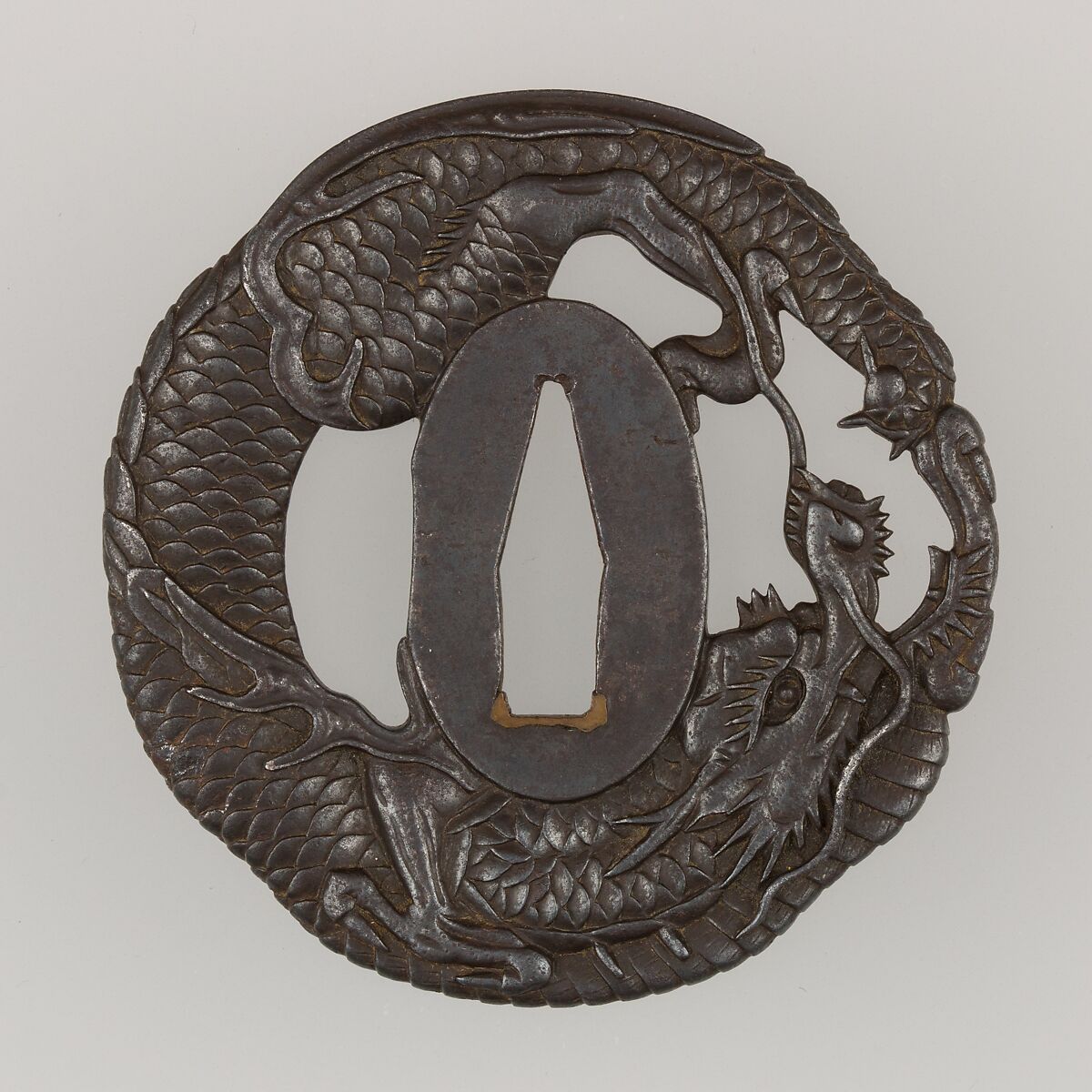 Sword Guard (Tsuba), Iron, copper, Japanese 