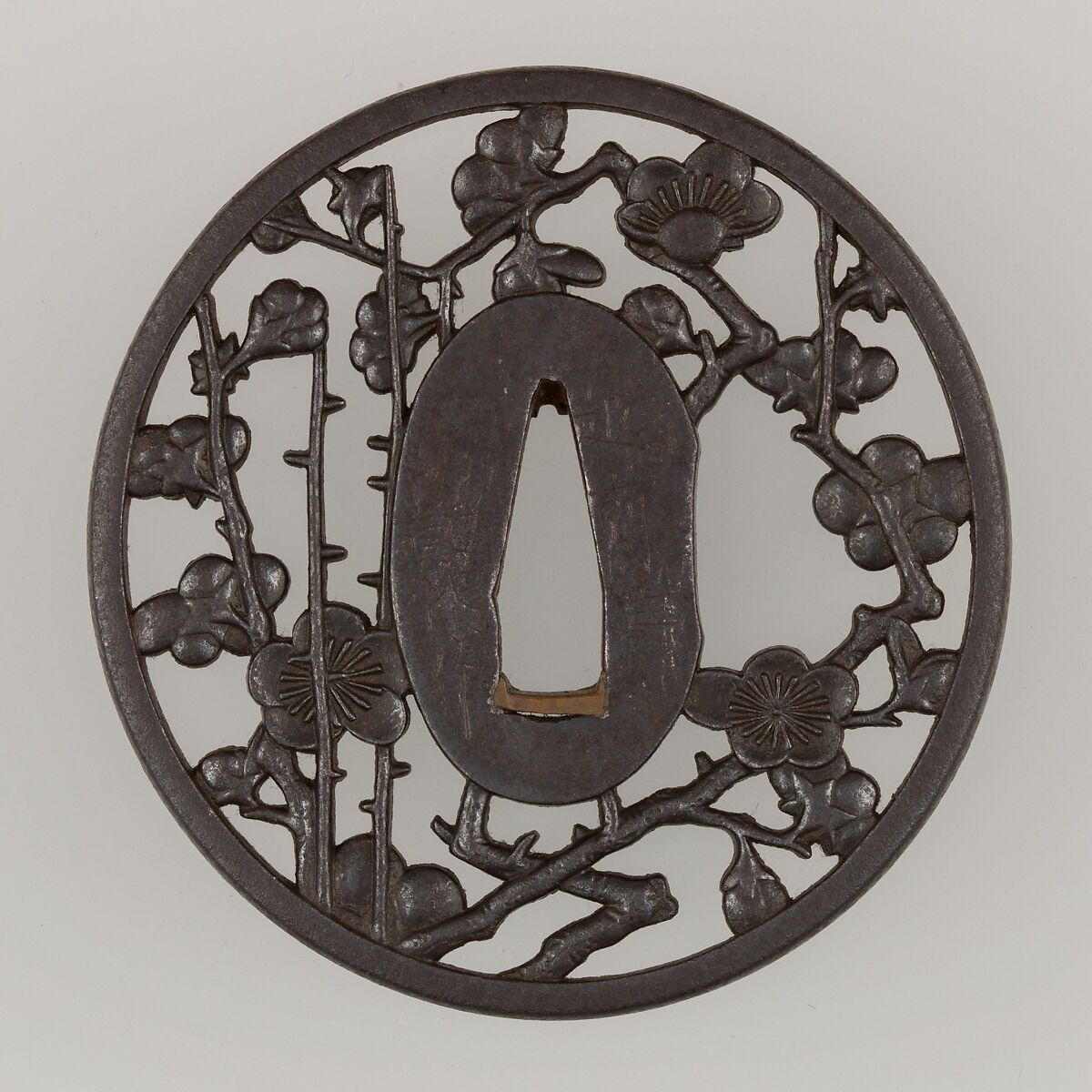 Sword Guard (Tsuba), Iron, copper, Japanese 