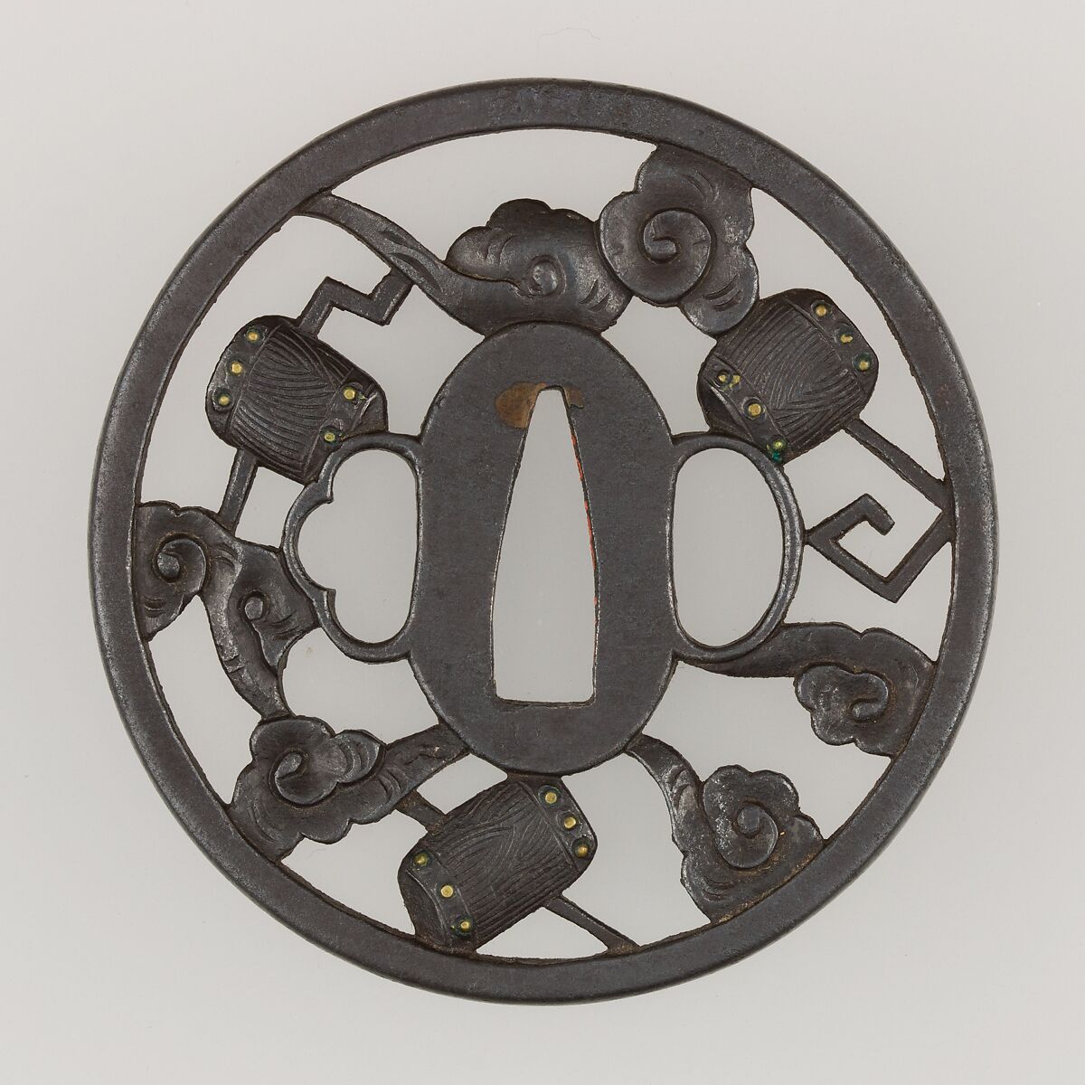 Sword Guard (Tsuba), Iron, brass, copper, Japanese