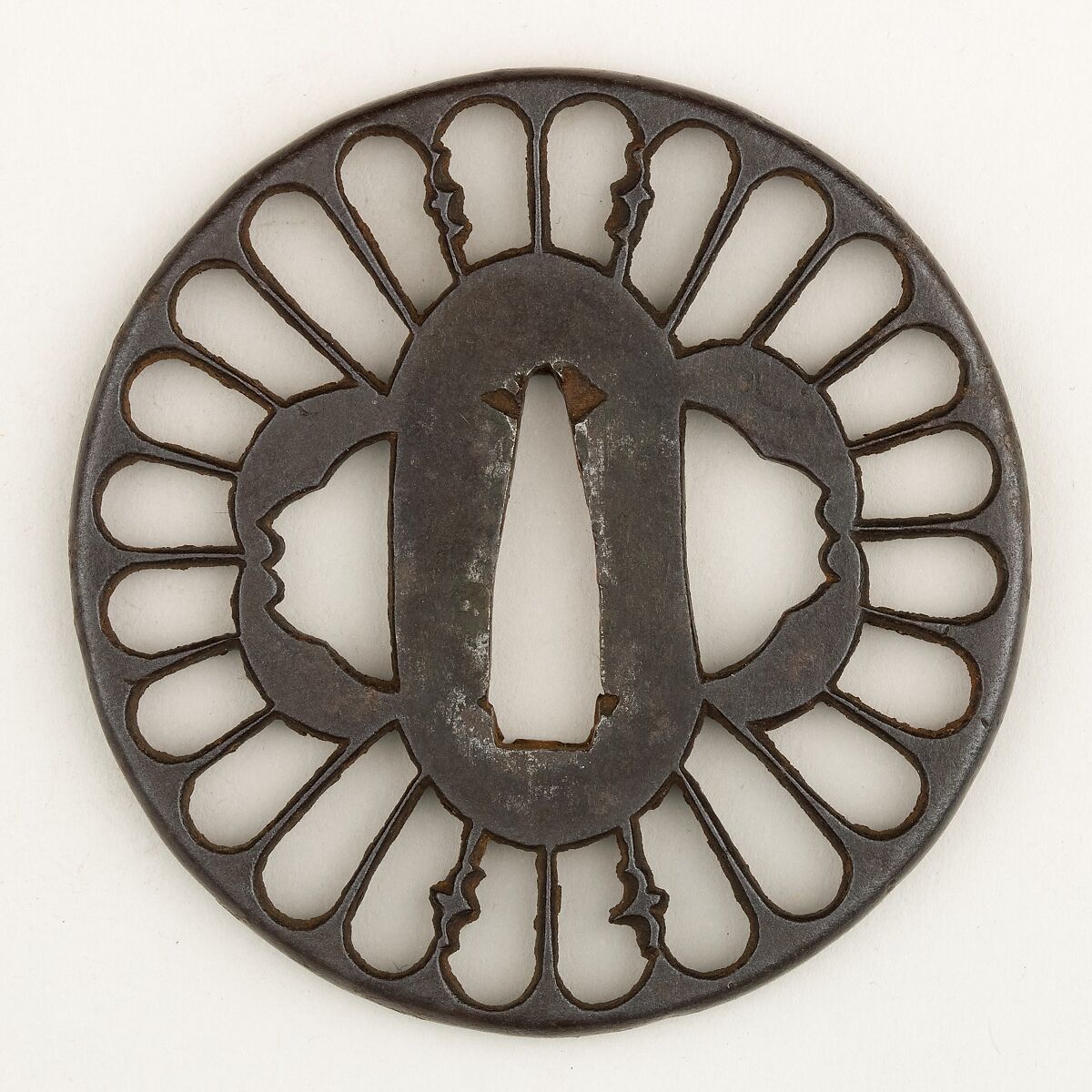 Sword Guard (Tsuba), Iron, copper, Japanese 