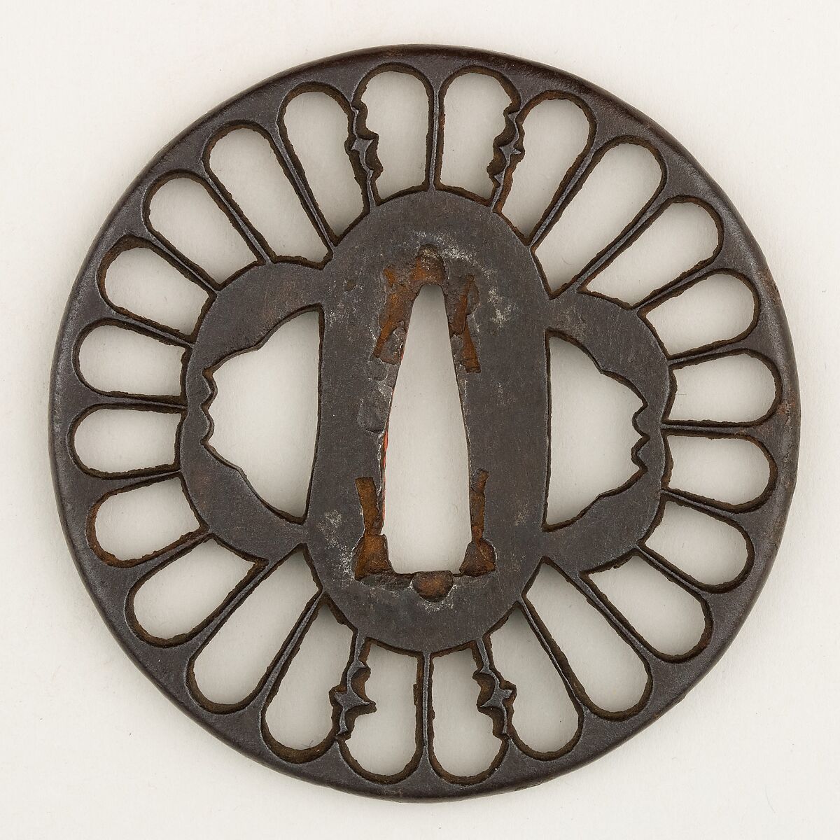 Sword Guard (Tsuba), Iron, copper, Japanese