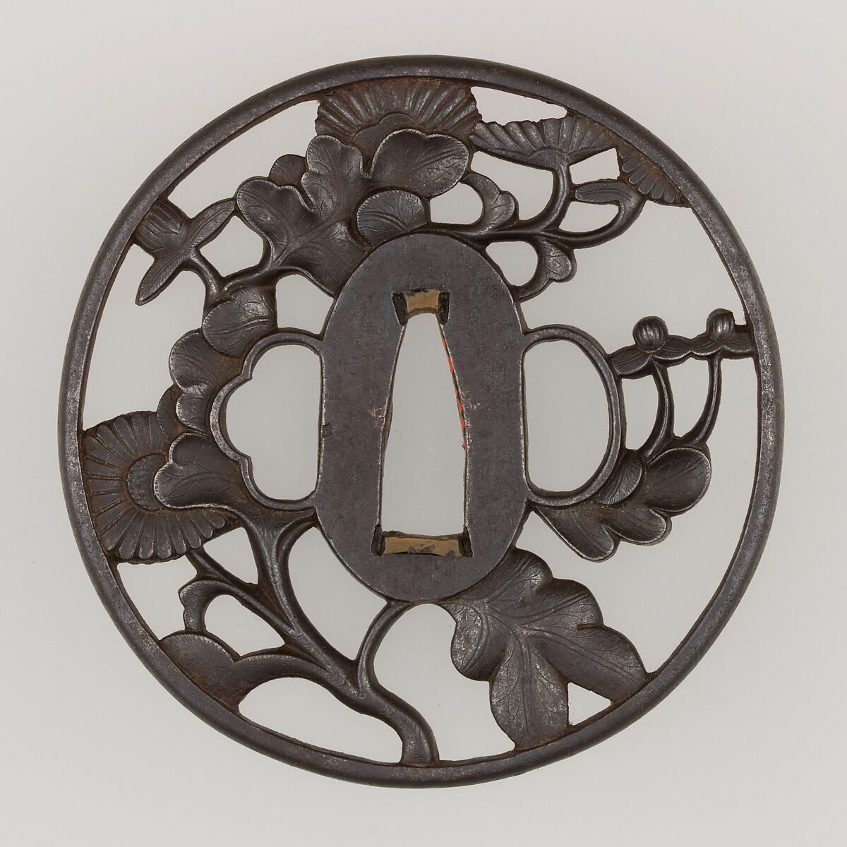Sword Guard (Tsuba), Iron, copper, Japanese