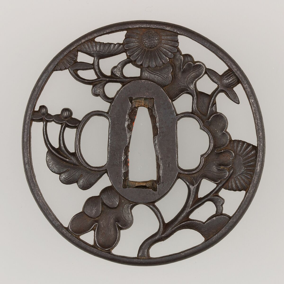 Sword Guard (Tsuba), Iron, copper, Japanese 