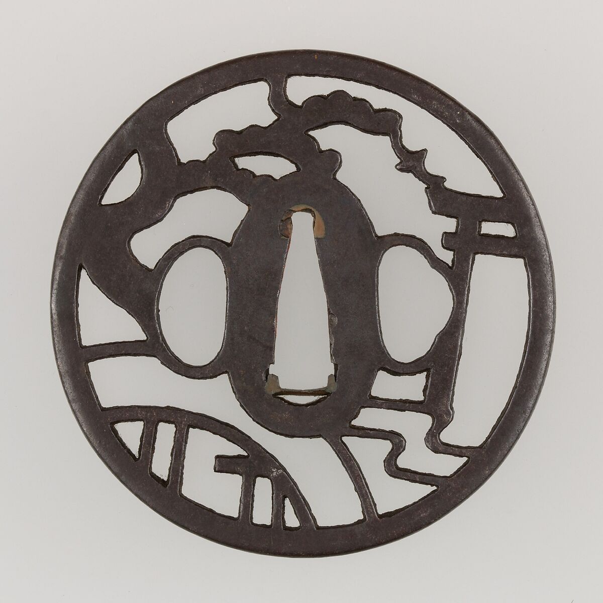 Sword Guard (Tsuba), Iron, copper, Japanese
