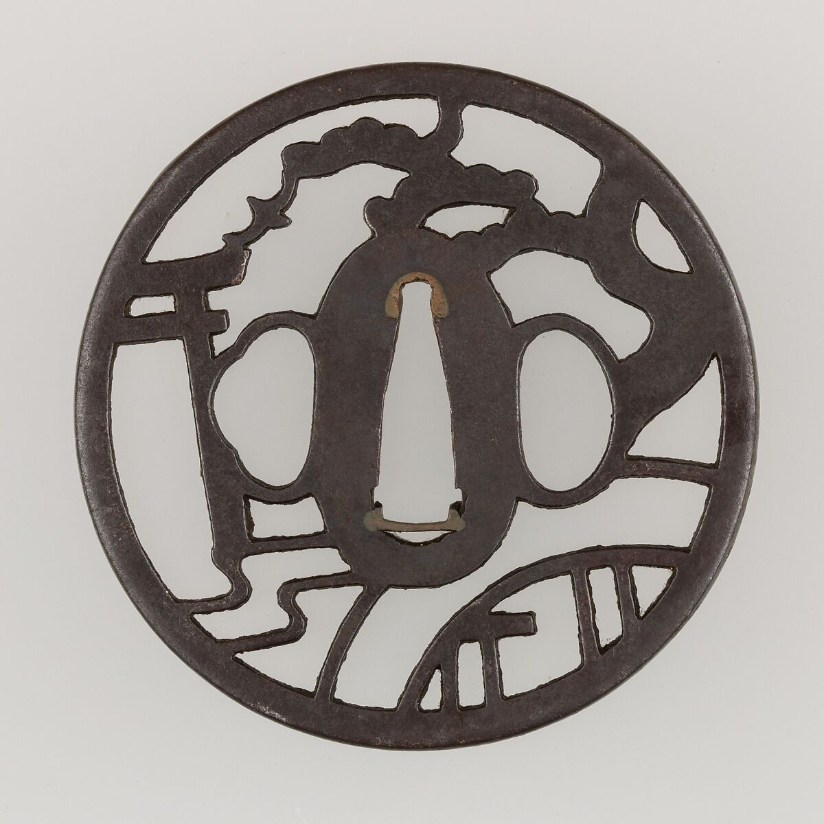 Sword Guard (Tsuba), Iron, copper, Japanese 