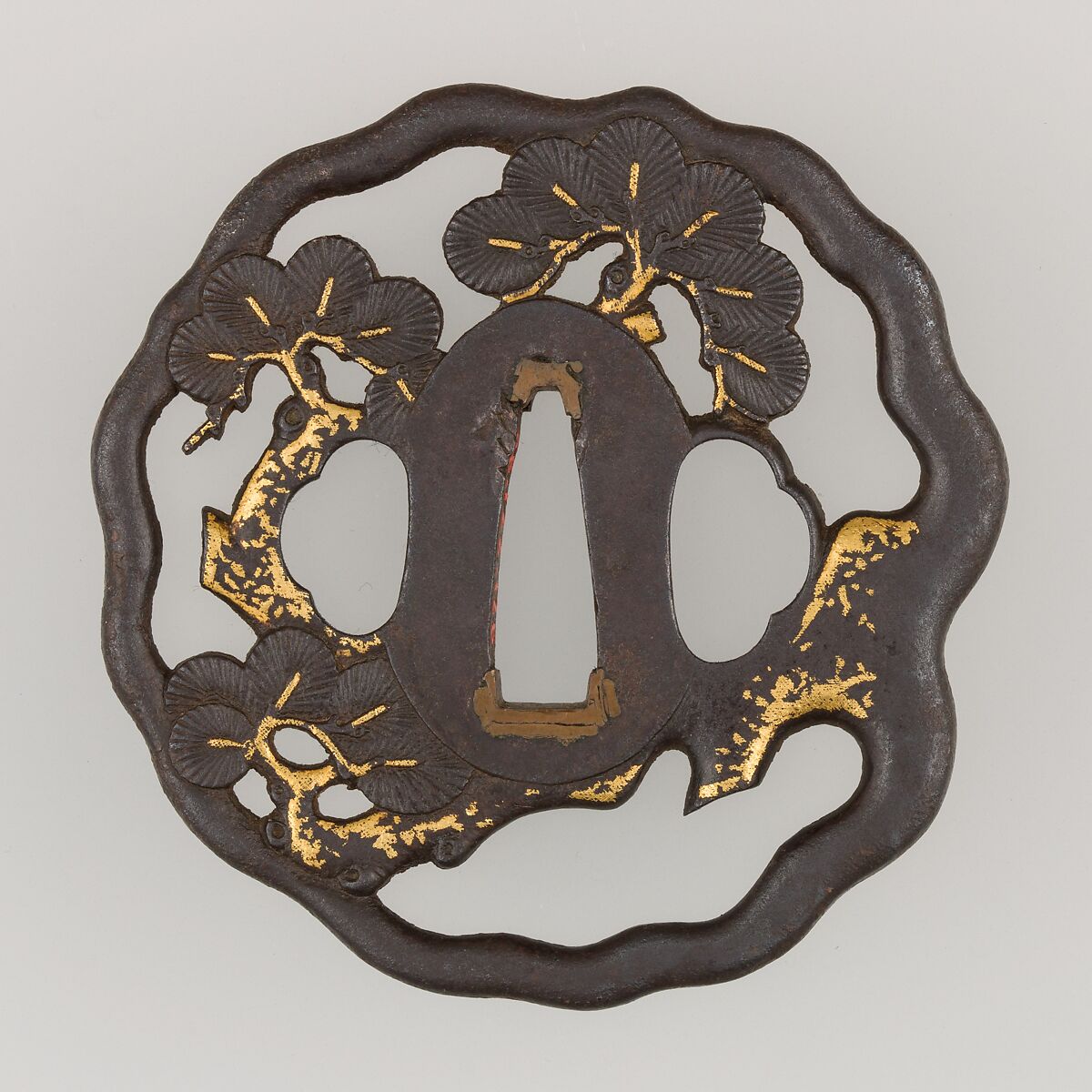 Sword Guard (Tsuba), Iron, gold, copper, Japanese 