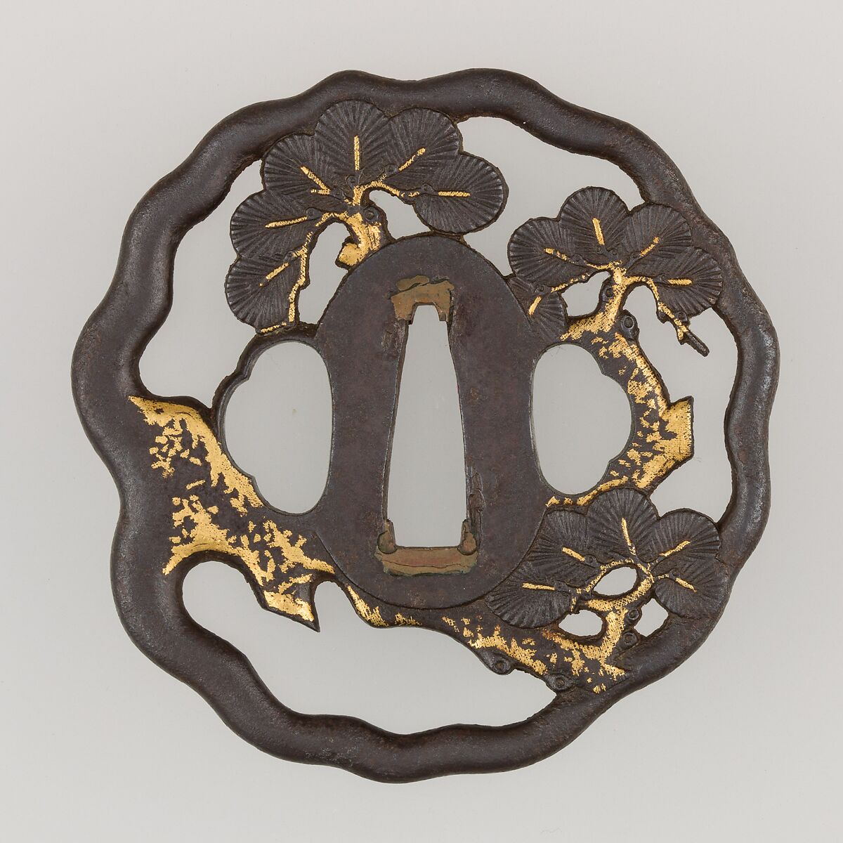 Sword Guard (Tsuba), Iron, gold, copper, Japanese
