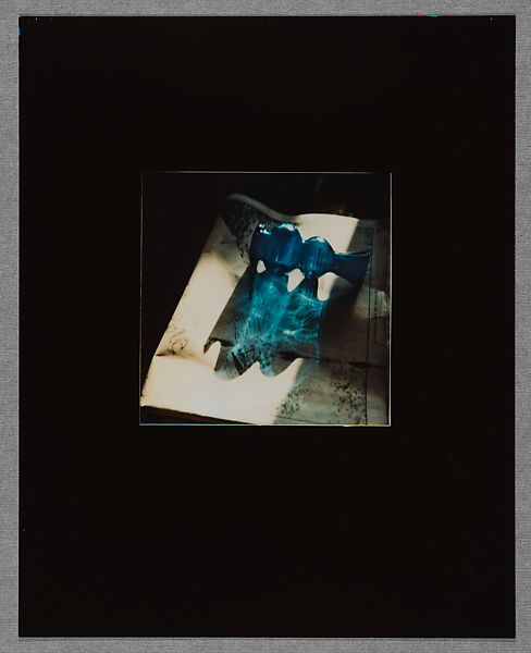[Blue Vase Lying on Album Page in Sunlight], André Kertész (American (born Hungary), Budapest 1894–1985 New York), Silver dye bleach print