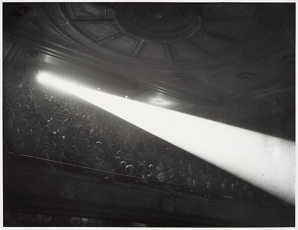 [Spotlight Shining from Theater Balcony], Weegee (American (born Austria-Hungary), Złoczów (Zolochiv, Ukraine) 1899–1968 New York), Gelatin silver print 