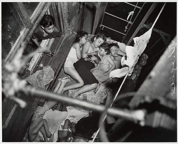 Children on Fire Escape, Weegee (American (born Austria-Hungary), Złoczów (Zolochiv, Ukraine) 1899–1968 New York), Gelatin silver print 