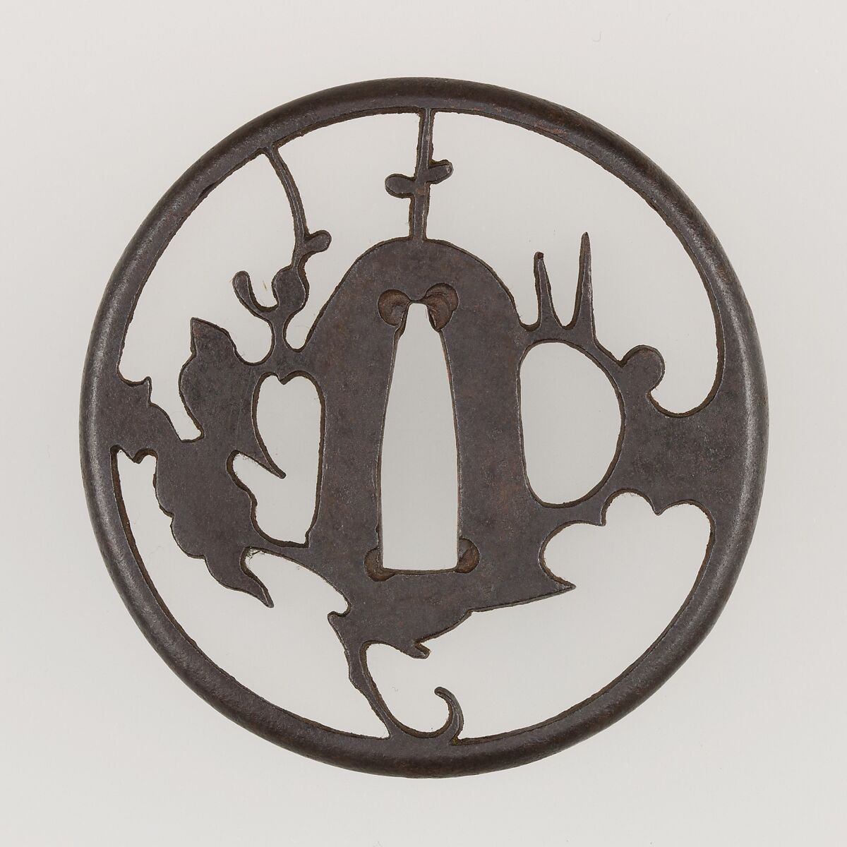 Sword Guard (Tsuba), Iron, copper, Japanese