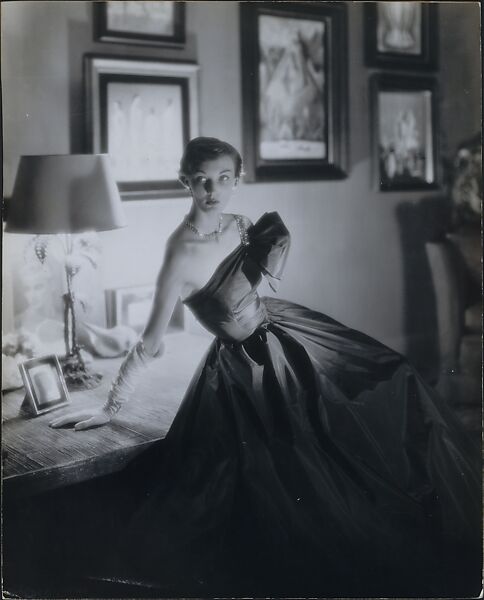 [Woman in Strapless Evening Gown, Possibly Evelyn Tripp in Apartment of George Platt Lynes], George Platt Lynes (American, East Orange, New Jersey 1907–1955 New York), Gelatin silver print 