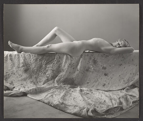 [Nude Young Girl Reclining on Drop Cloth, Possibly Elizabeth Lynes], George Platt Lynes (American, East Orange, New Jersey 1907–1955 New York), Gelatin silver print 