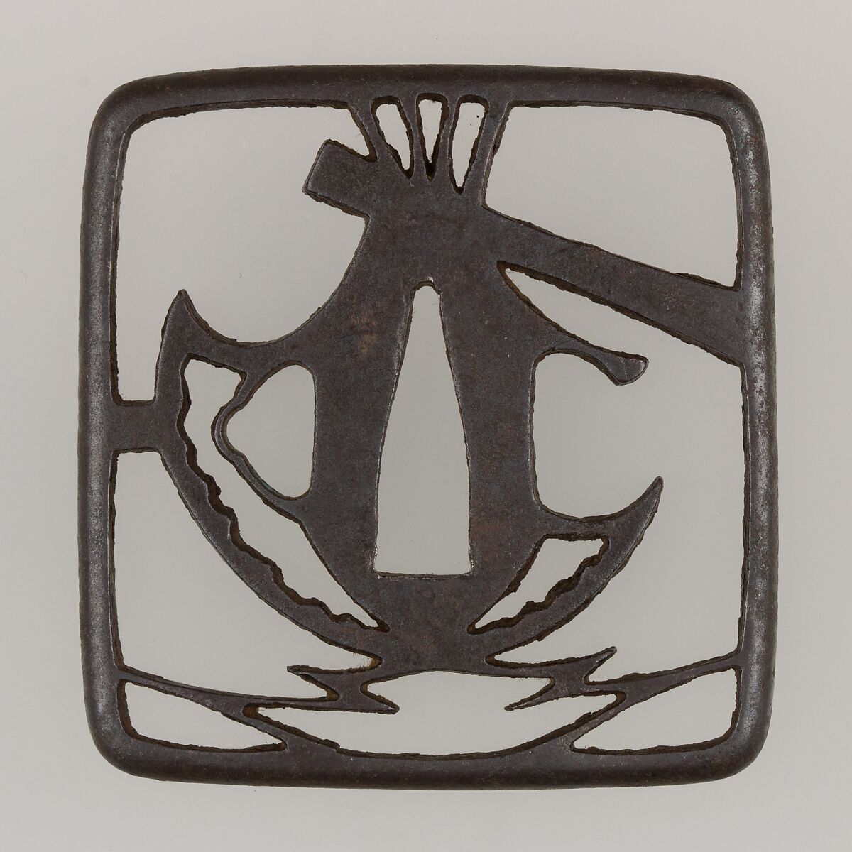 Sword Guard (Tsuba), Iron, copper, Japanese