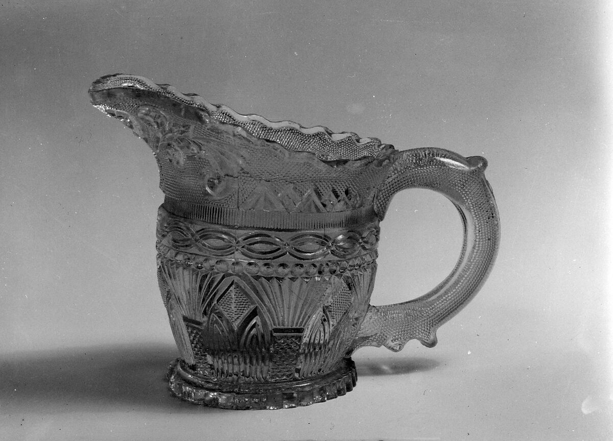 Creamer, Lacy pressed glass, American 