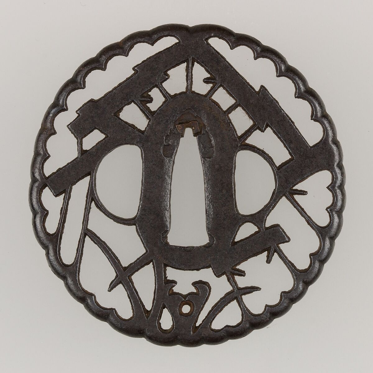 Sword Guard (Tsuba), Iron, copper, Japanese