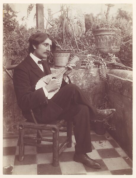 Mico Lo Giudice-Berbiredolu "Il mago del mandolino", Wilhelm von Gloeden (Italian (born Germany), 1886–1931), Albumen silver print from glass negative 