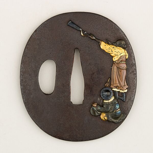 Sword Guard (Tsuba), Iron, gold, silver, copper-silver alloy (shibuichi), copper, copper-gold alloy (shakudō), Japanese 