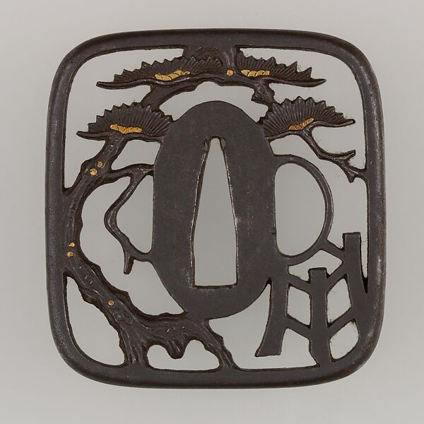 Sword Guard (Tsuba), Iron, gold, copper, Japanese