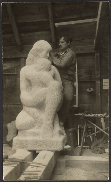 Rough State, "Mother and Child," Spanish Florida Rosa Marble, William Zorach, Sculptor, Charles Sheeler (American, Philadelphia, Pennsylvania 1883–1965 Dobbs Ferry, New York), Gelatin silver print 