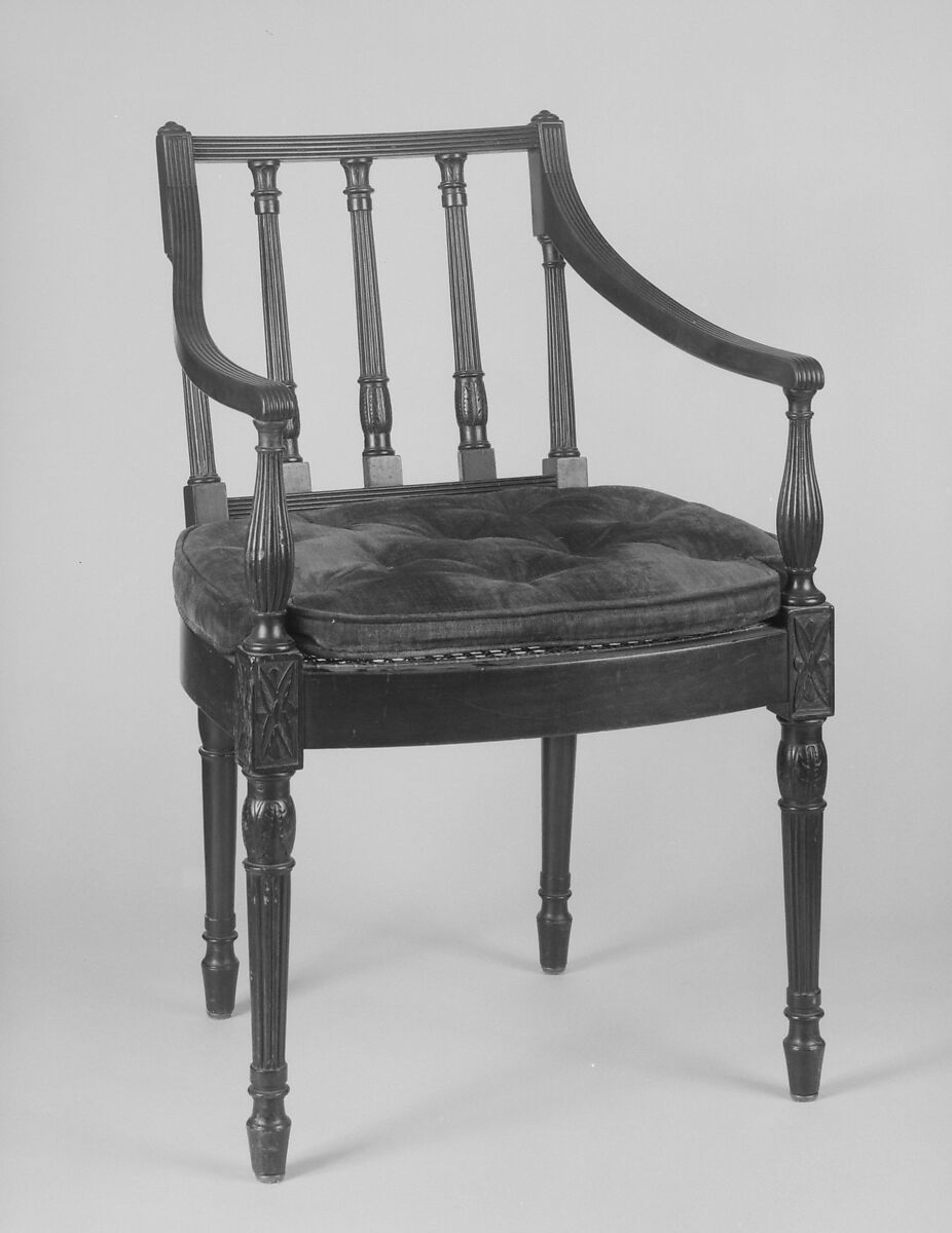 Square-back armchair, Mahogany and cane, American 