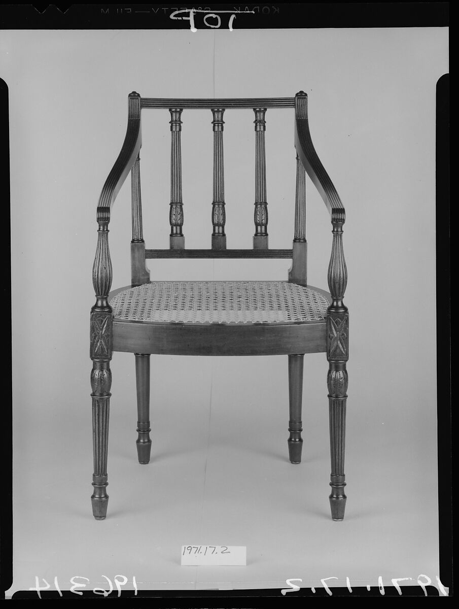 Square-back armchair, Mahogany and cane, American