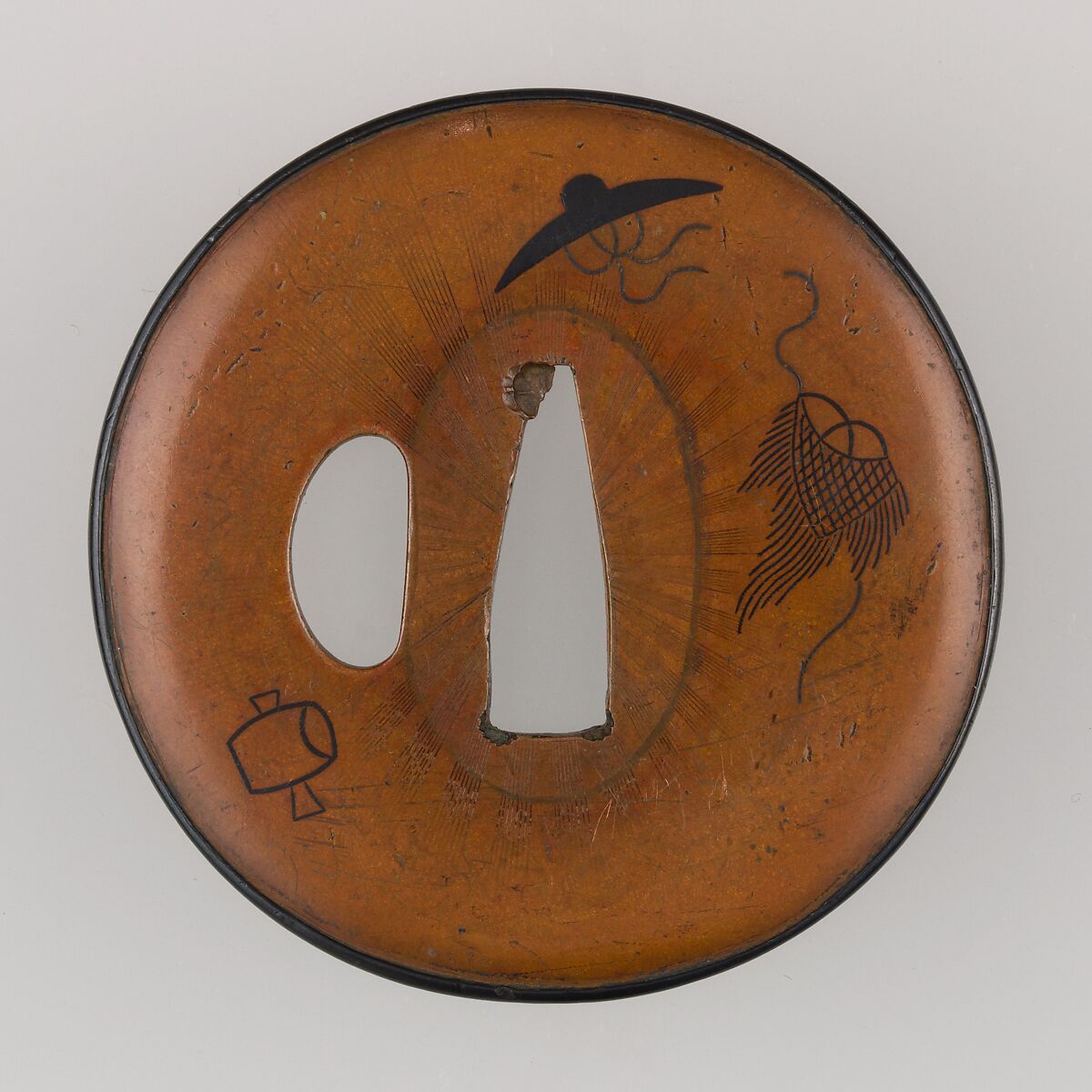 Sword Guard (Tsuba), Copper, copper-gold alloy (shakudō), Japanese