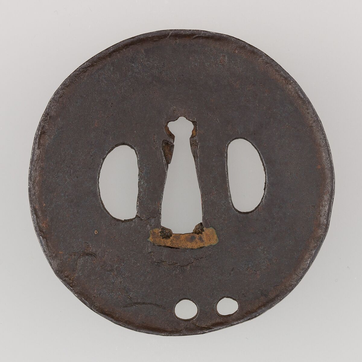 Sword Guard (Tsuba), Iron, copper, Japanese