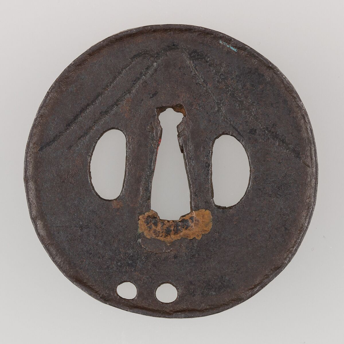 Sword Guard (Tsuba), Iron, copper, Japanese 