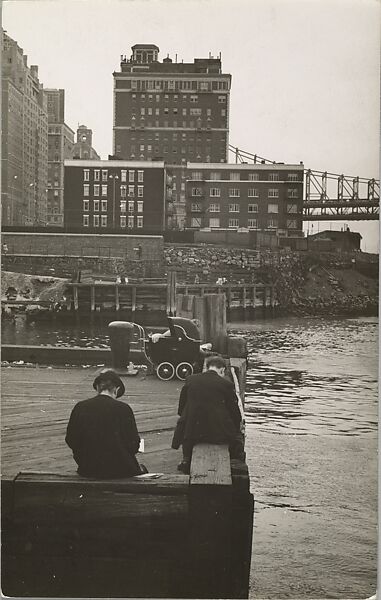 [Cityscape; Unattended Pram on Pier], André Kertész (American (born Hungary), Budapest 1894–1985 New York), Gelatin silver print 