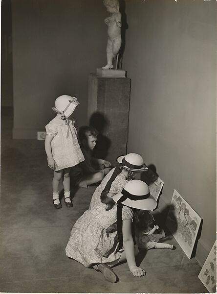 Children in an Art Gallery, André Kertész (American (born Hungary), Budapest 1894–1985 New York), Gelatin silver print 