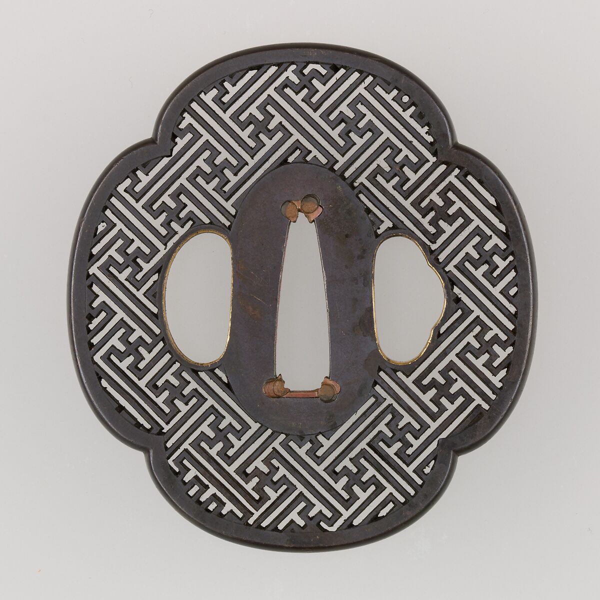 Sword Guard (Tsuba), Copper-gold alloy (shakudō), copper, Japanese