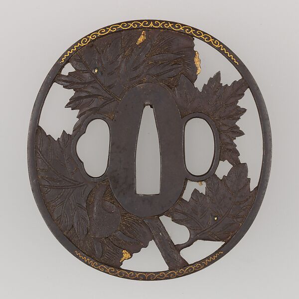 Sword Guard (Tsuba), Iron, gold, silver, copper, Japanese