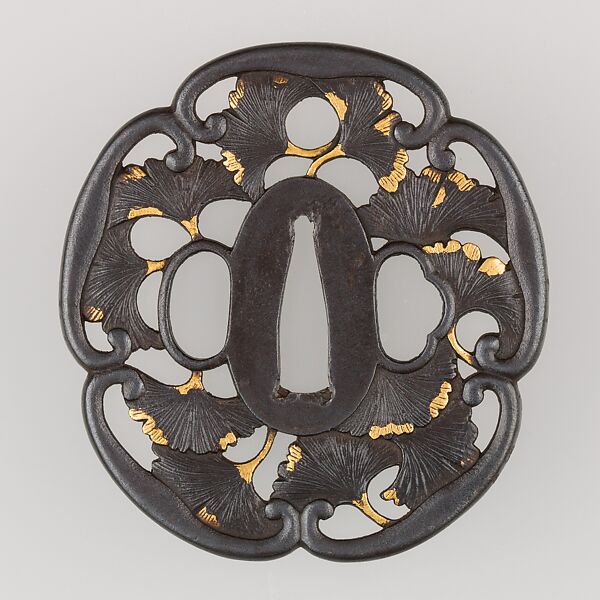 Sword Guard (Tsuba), Iron, gold, copper, Japanese 