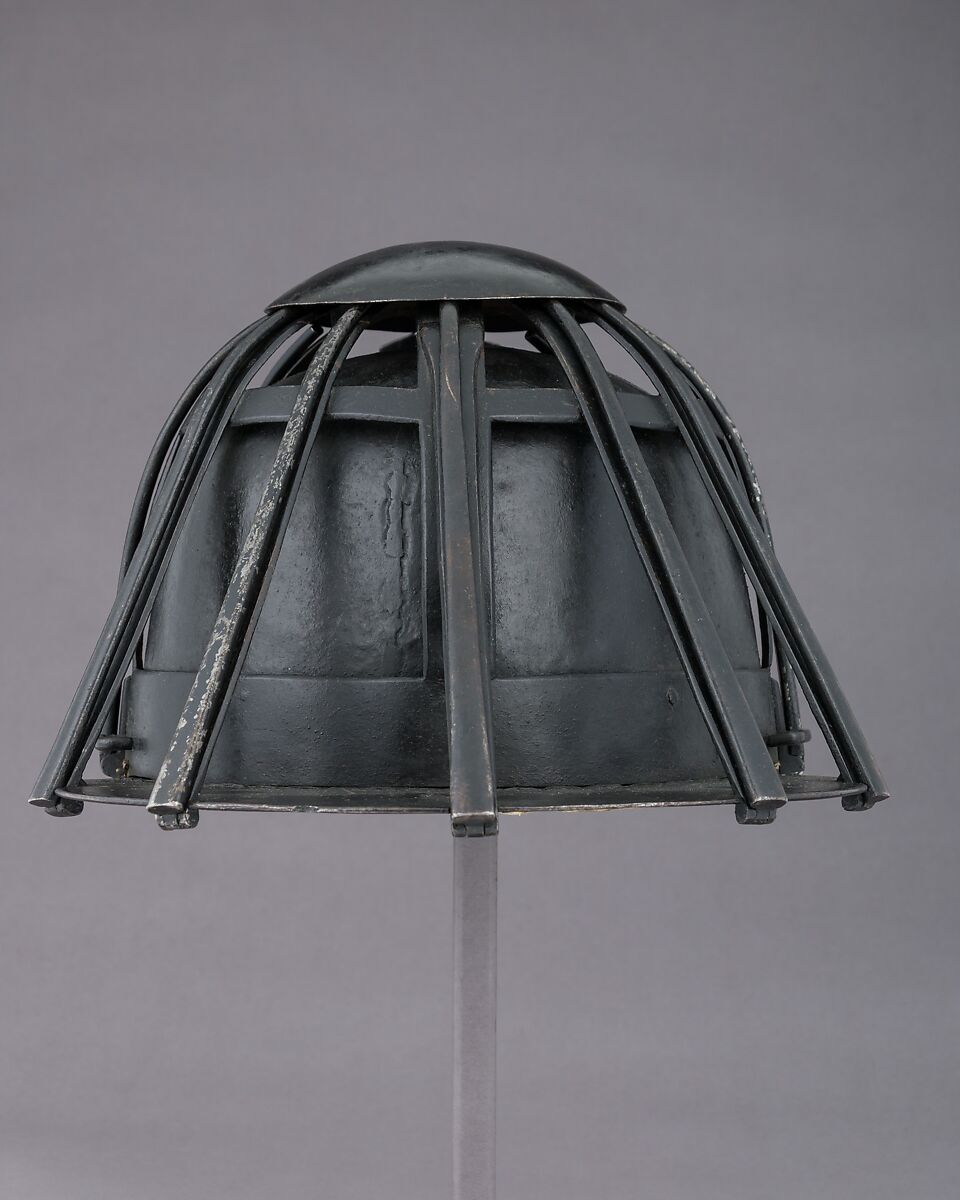 Spider Helmet, Steel, pigment, textile, British or French