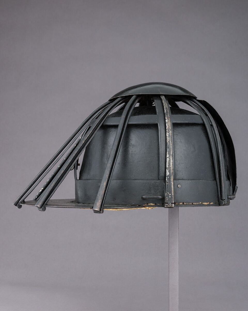 Spider Helmet, Steel, pigment, textile, British or French