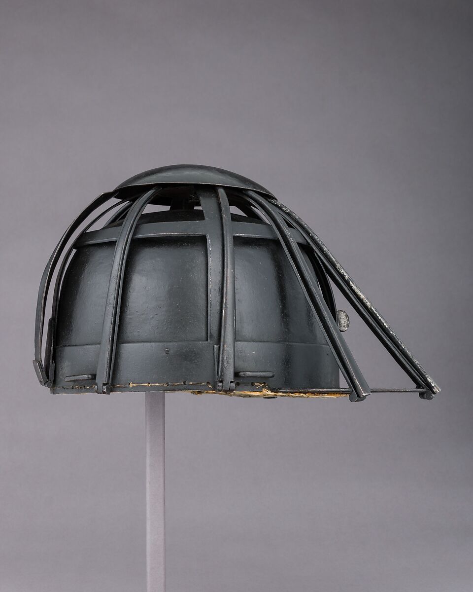 Spider Helmet, Steel, pigment, textile, British or French