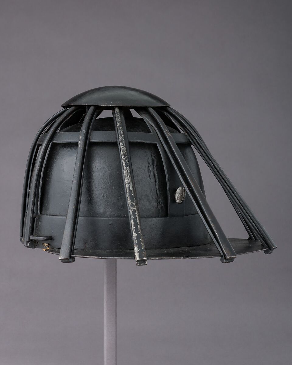 Spider Helmet, Steel, pigment, textile, British or French