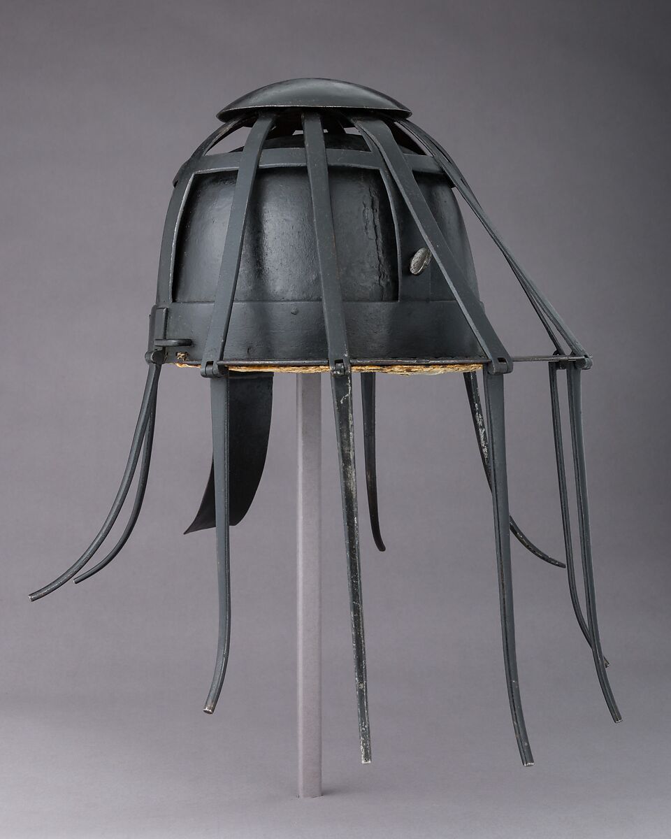 Spider Helmet, Steel, pigment, textile, British or French
