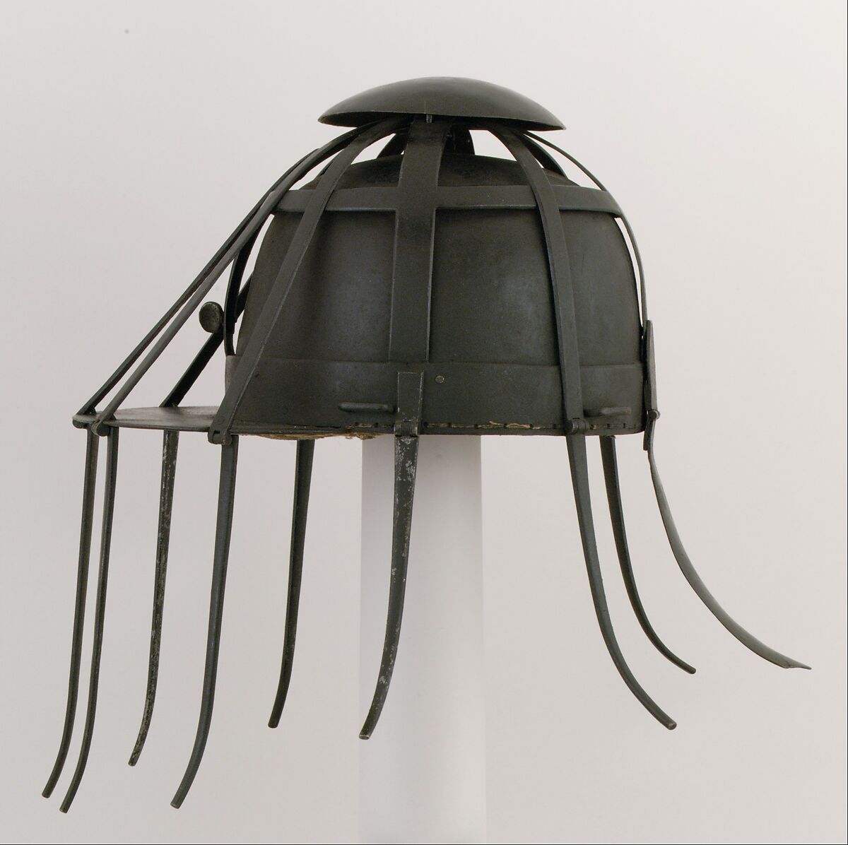 Spider Helmet, Steel, pigment, textile, British or French