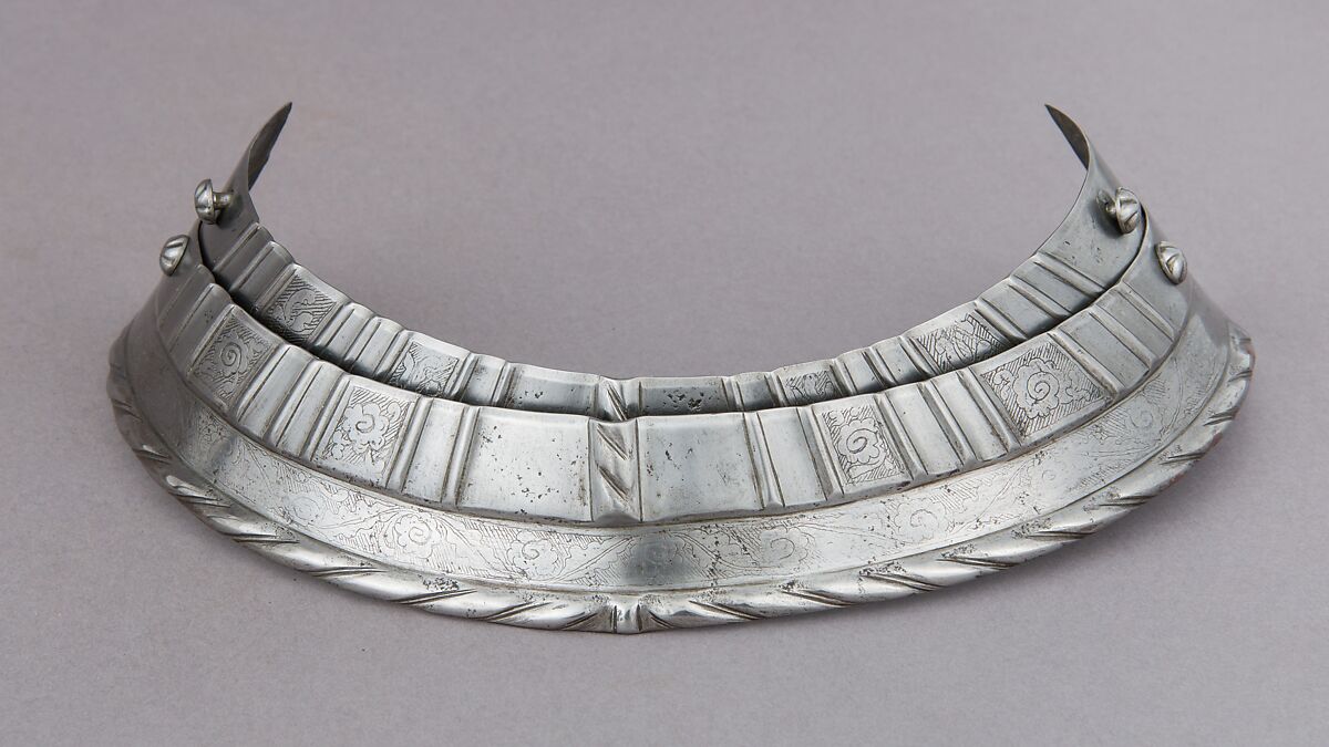 Close-Helmet, Steel, leather, gold, Italian, Milan or Brescia