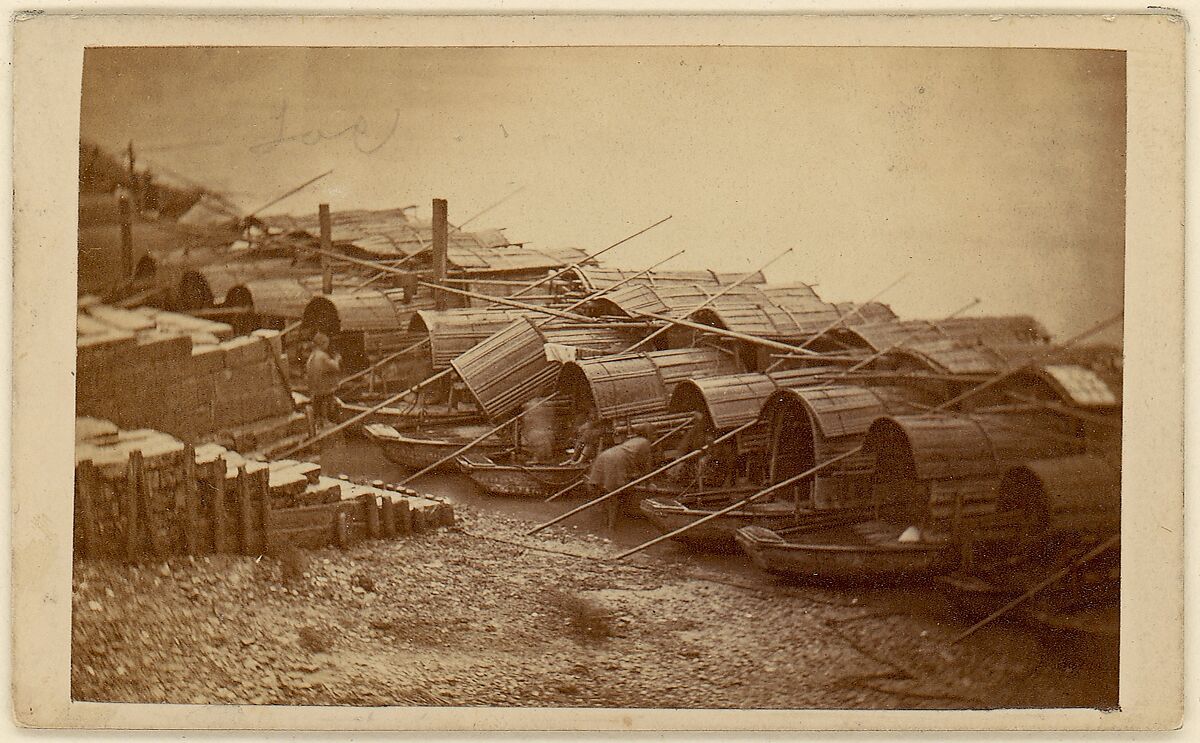 [Boats Along Riverbank], Unknown, Albumen silver print 