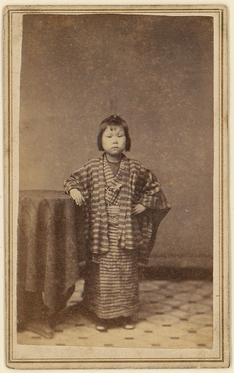 [Girl with Striped Robe], Unknown, Albumen silver print 