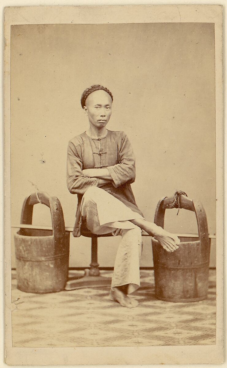 [Man with Buckets], Unknown, Albumen silver print 