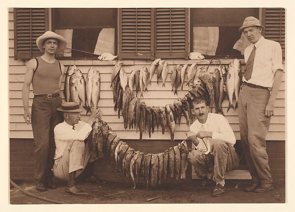[Fishing Party (Guide? and Three Men) with Bountiful Catch], Charles Henry Breed (American, 1876–1950), Gelatin silver print 
