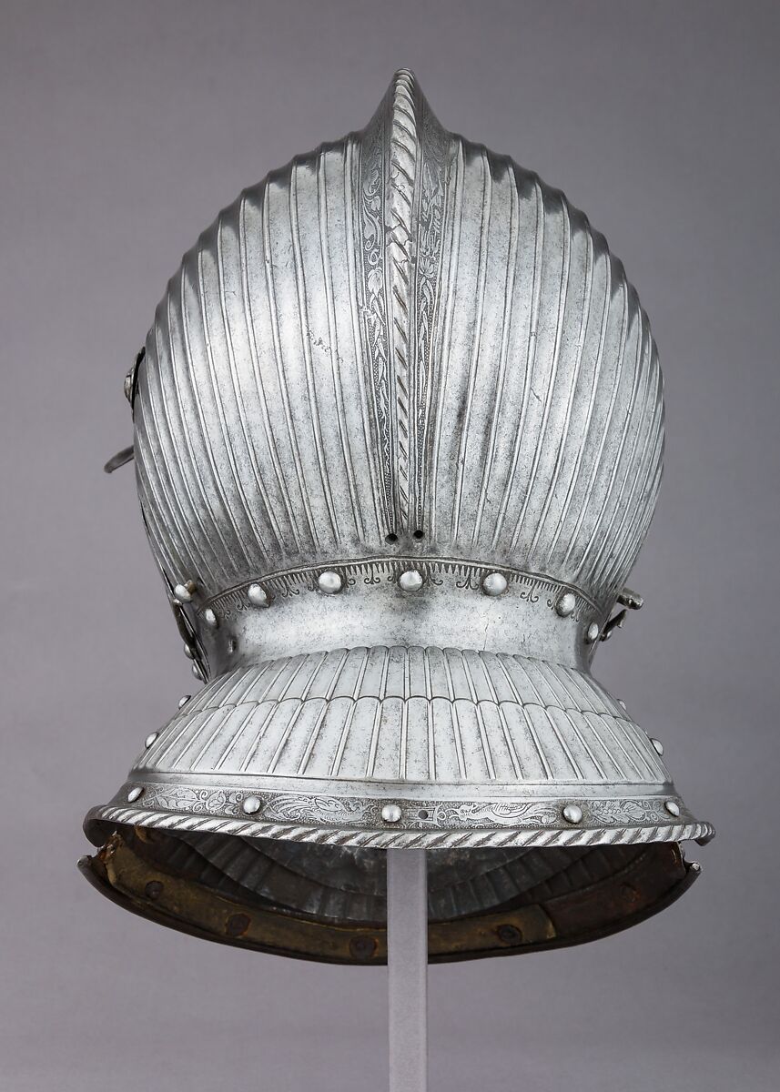 Closed Burgonet, Attributed to Kolman Helmschmid (German, Augsburg 1471–1532), Steel, leather, German, Augsburg