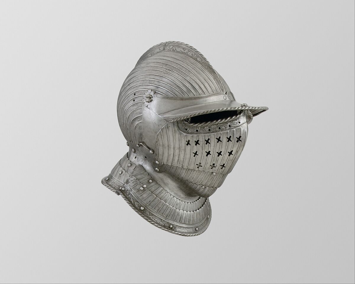 Closed Burgonet, Attributed to Kolman Helmschmid (German, Augsburg 1471–1532), Steel, leather, German, Augsburg 